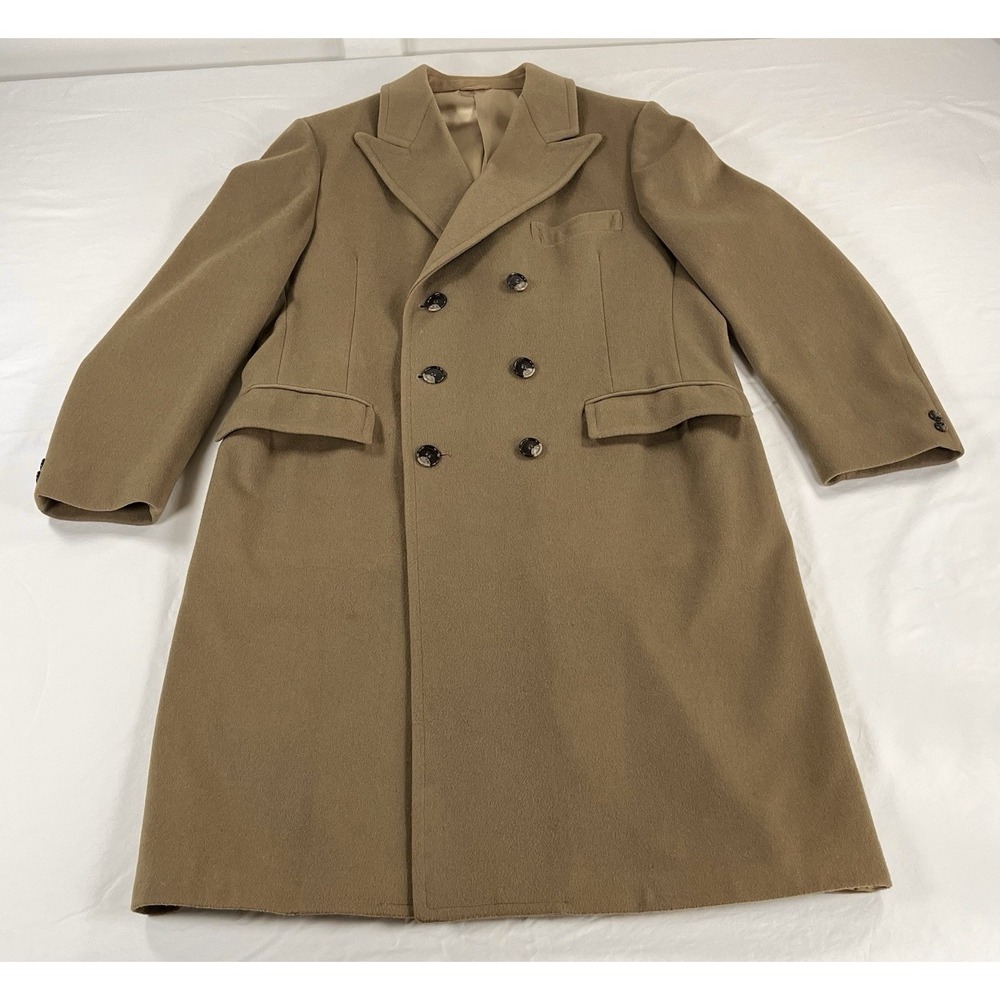 Vintage 70s Monte Cristo Wool Double Breasted Overcoat Men L Union Made Henrys